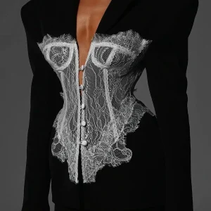 Blazer mit Korsett-Optik Spitze Elegant