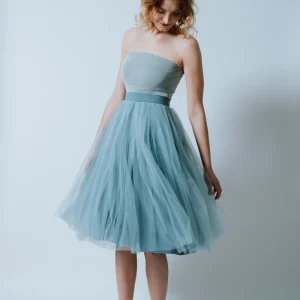 Tüllkleid "Underwaterlove" in Blau mit trägerloser Optik